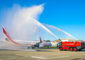 08.10.2021. Warszawa. Powitanie samolotu Boeing o nazwie „Roman Dmowski” / LotniskoChopina/Facebook