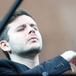 14.10.2021. Warszawa. Kamil Pacholec podczas przesłuchań III etapu Konkursu Chopinowskiego w sali koncertowej Filharmonii Narodowej w Warszawie / Leszek Szymański / PAP