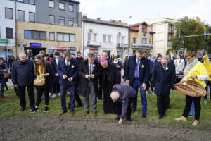 01.09.2021. Kielce. Kampania „Pola Nadziei”. Sadzenie cebulek żonkili na rabacie przy ulicy Warszawskiej w Kielcach / Sebastian Kalwat / Radio Kielce