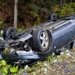 18.10.2022. Kielce. Ulica Zagnańska. Dachowanie samochodu / Piotr Kwaśniewski / Radio Kielce