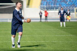 11.10.2021. Chorzów. Pokazowy mecz piłkarzy ręcznych w 11-osobowych składach na Stadionie Śląskim / ZPRP