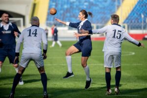 11.10.2021. Chorzów. Pokazowy mecz piłkarzy ręcznych w 11-osobowych składach na Stadionie Śląskim / ZPRP