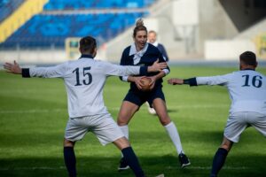 11.10.2021. Chorzów. Pokazowy mecz piłkarzy ręcznych w 11-osobowych składach na Stadionie Śląskim / ZPRP