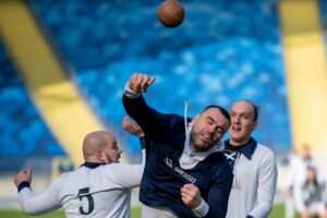 11.10.2021. Chorzów. Pokazowy mecz piłkarzy ręcznych w 11-osobowych składach na Stadionie Śląskim / ZPRP