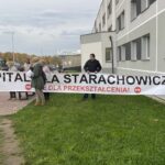 21.10.2021. Starachowice. Protest mieszkańców przeciw przekształceniu szpitala w placówkę jednoimienną / Anna Głąb / Radio Kielce