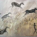 23.10.2021. Sandomierz. Maria Bieńkowska-Kopczyńska i jej prace na wystawie „Polowanie” / Grażyna Szlęzak-Wójcik / Radio Kielce