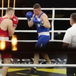 15.10.2021. Kielce. Suzuki Boxing Night 8.  Walka: Karol Pawlina (Polska) – Daniel Adamiec (Polska) / Wiktor Taszłow / Radio Kielce