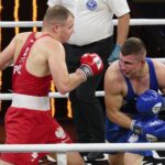 15.10.2021. Kielce. Suzuki Boxing Night 8.  Walka: Karol Pawlina (Polska) – Daniel Adamiec (Polska) / Wiktor Taszłow / Radio Kielce