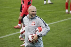 05.10.2021 Kielce. Trening reprezentacji Polski U21w piłce nożnej. Trener Mariusz Jop / Jarosław Kubalski / Radio Kielce