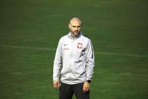 05.10.2021 Kielce. Trening reprezentacji Polski U21w piłce nożnej. Trener Mariusz Jop / Jarosław Kubalski / Radio Kielce