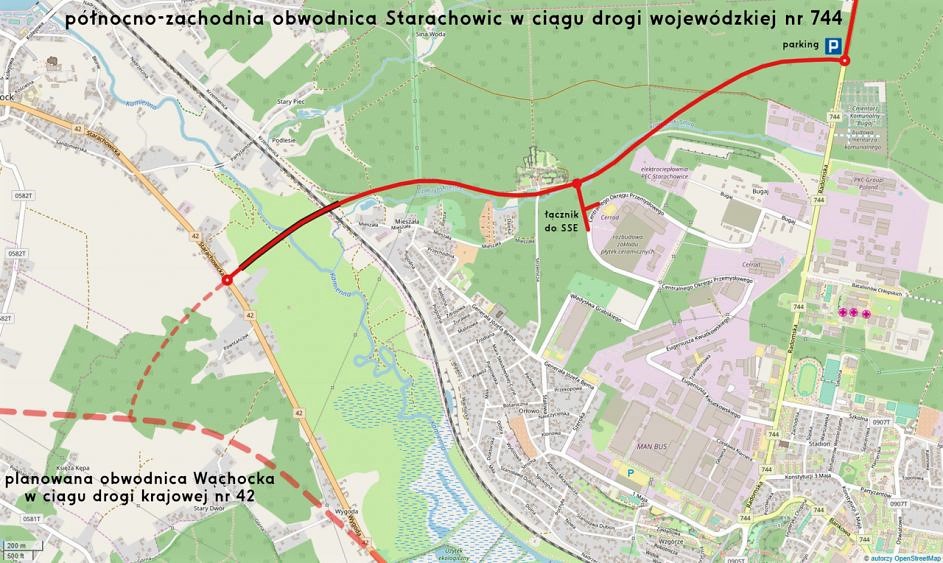 Mapa z planowaną obwodnicą Starachowic / Świętokrzyski Zarząd Dróg Wojewódzkich