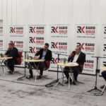 24.10.2021. Studio Polityczne Radia Kielce. Na zdjęciu (od lewej): Jarosław Karyś - PiS, przewodniczący kieleckiej rady miasta, Arkadiusz Bąk - Polskie Stronnictwo Ludowe-Koalicja Polska, Dawid Lewicki - Konfederacja/Partia Korwin, Krzysztof Sławiński Platforma Obywatelska/Koalicja Obywatelska i Artur Pejas - Nowa Lewica / Dionizy Krawczyński / Radio Kielce