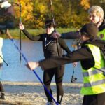 23.10.2021. Koprzywnica. Inauguracyjny marszu z kijkami po jednym z nowych szlaków. Na zdjęciu (w środku): Aleksandra Klubińska - burmistrz Koprzywnicy / Grażyna Szlęzak-Wójcik / Radio Kielce