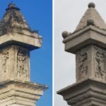 28.11.2021. Wiślica. Figura Męki Pańskiej przed i po renowacji / Marcin Hoffmann