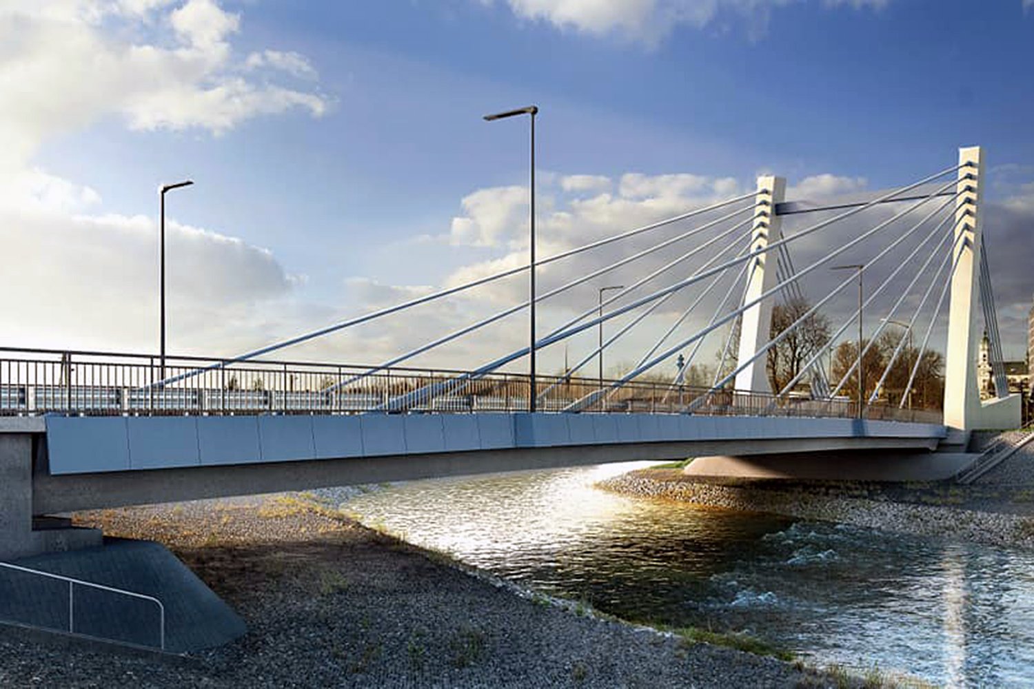 Wizualizacja nowego mostu na rzece Kamiennej w Ostrowcu Świętokrzyskim / Świętokrzyski Zarząd Dróg Wojewódzkich w Kielcach