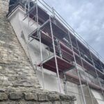 02.12.2021. Sandomierz. Remont muru oporowego, wzmacniającego skarpę Zamku Królewskiego od strony Wisły / Grażyna Szlęzak-Wójcik / Radio Kielce