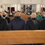 04.12.2021. Staszów. Obchody „Barbórki”. Na zdjęciu (od lewej): Jacek Toś - dyrektor oddziału regionalnego KOWR w Kielcach, Marek Kwitek - poseł PiS, Krzysztof Lipiec - prezes świętokrzyskich struktur PiS i Piotr Wawrzyk - wiceminister spraw zagranicznych / Grażyna Szlęzak-Wójcik / Radio Kielce