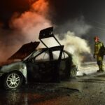 14.12.2021. Modliszewice. Pożar samochodu / Magdalena Galas-Klusek / Radio Kielce