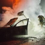 14.12.2021. Modliszewice. Pożar samochodu / Magdalena Galas-Klusek / Radio Kielce