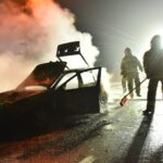 14.12.2021. Modliszewice. Pożar samochodu / Magdalena Galas-Klusek / Radio Kielce