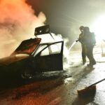 14.12.2021. Modliszewice. Pożar samochodu / Magdalena Galas-Klusek / Radio Kielce