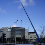 21.12.2021. Kielce. Dźwig przy Politechnice Świętokrzyskiej / Sebastian Kalwat / Radio Kielce