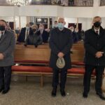 04.12.2021. Staszów. Obchody „Barbórki”. Na zdjęciu (od lewej): Leszek Kopeć - burmistrz Staszowa,  Andrzej Zieliński - członek zarządu Grupy Azoty Kopalń i Zakładów Chemicznych Siarki „Siarkopol” w Grzybowie i Józef Żółciak - starosta staszowski / Grażyna Szlęzak-Wójcik / Radio Kielce