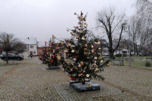 08.12.2021. Nowy Korczyn. Choinki na Rynku / Marta Gajda-Kruk / Radio Kielce