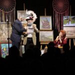 20.12.2021. Kielce. Benefis Zyty Trych. Na zdjęciu (od lewej): Wit Chamera, Bogumił Wtorkiewicz i Zyta Trych - prezes Towarzystwa Przyjaciół Sztuk Pięknych / Wiktor Taszłow / Radio Kielce