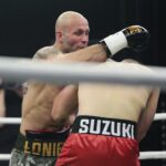 04.12.2021. Kielce. Suzuki Boxing Night X. Walka wieczoru: Michał Łoniewski - Daniel Adamiec (w czerwonych spodenkach) / Wiktor Taszłow / Radio Kielce