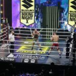 04.12.2021. Kielce. Suzuki Boxing Night X. Walka wieczoru: Michał Łoniewski - Daniel Adamiec (w czerwonych spodenkach) / Wiktor Taszłow / Radio Kielce