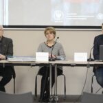 09.12.2021. Kielce. Konferencja na temat obchodów 40. rocznicy wprowadzenia stanu wojennego. Na zdjęciu (od lewej): Waldemar Bartosz - przewodniczący Zarządu Regionu Świętokrzyskiego NSZZ Solidarność, Dorota Koczwańska–Kalita - naczelnik kieleckiej delegatury Instytutu Pamięci Narodowej, dr Michał Zawisza - kielecka delegatura IPN / Wiktor Taszłow / Radio Kielce