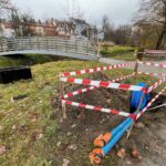 03.12.2021. Kielce. Prace przy oświetleniu nad Silnicą / Wiktor Taszłow / Radio Kielce