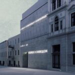 Wizualizacja projektu przebudowy kamienicy przy ulicy Sienkiewicza 32A, sąsiadującej z obecnym budynkiem Teatru im. Stefana Żeromskiego w Kielcach. / pracownia WXCA