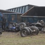 05.01.2022. Gołuchów. Zderzenie samochodu ciężarowego z pociągiem / Wiktor Taszłow / Radio Kielce