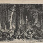 Postój polskich ochotników w lasach Litwy – grafika z francuskiego pisma L’Illustration Journal Universel 1863 / źródło: pl.wikipedia.org