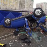 31.01.2022 Droga S86. Dachowanie pojazdu osobowego / Policja Śląska