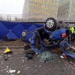 31.01.2022 Droga S86. Dachowanie pojazdu osobowego / Policja Śląska