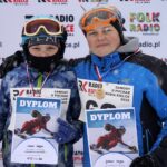 22.01.2022. Krajno. Zawody Narciarskie o Puchar Radia Kielce. Na zdjęciu: Igor Pajdo (grupa 2M - 10-13 lat), Joanna Pajdo (grupa 4K - powyżej 17 lat) / Marek Wtorek / Radio Kielce