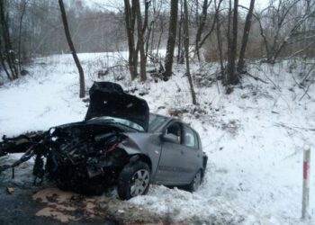 21.01.2022. Dębniak. Wypadek / KW PSP Kielce