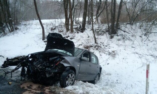 21.01.2022. Dębniak. Wypadek / KW PSP Kielce