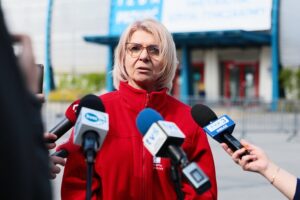 31.05.2021. Kielce. Ostatni pacjent opuścił szpital tymczasowy. Na zdjęciu: Dorota Nowowiejska - koordynująca prace Kliniki Anestozjologii i Intensywnej Terapii w Wojewódzkim Szpitalu Zespolonym w Kielcach / Wiktor Taszłow / Radio Kielce