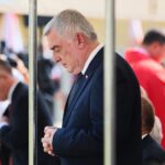 12.07.2021. Michniów. Obchody Dnia Walki i Męczeństwa Wsi Polskiej w 78. rocznicę pacyfikacji wsi Michniów. Na zdjęciu: Andrzej Bętkowski - marszałek województwa świętokrzyskiego / Wiktor Taszłow / Radio Kielce