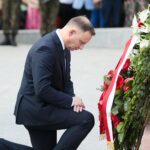 12.07.2021. Michniów. Obchody Dnia Walki i Męczeństwa Wsi Polskiej w 78. rocznicę pacyfikacji wsi Michniów. Na zdjęciu: Andrzej Duda - prezydent RP / Wiktor Taszłow / Radio Kielce