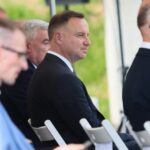 12.07.2021. Michniów. Obchody Dnia Walki i Męczeństwa Wsi Polskiej w 78. rocznicę pacyfikacji wsi Michniów. Na zdjęciu (w środku): Andrzej Duda - prezydent RP / Wiktor Taszłow / Radio Kielce