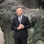 12.07.2021. Michniów. Obchody Dnia Walki i Męczeństwa Wsi Polskiej w 78. rocznicę pacyfikacji wsi Michniów. Na zdjęciu: Andrzej Duda - prezydent RP / Wiktor Taszłow / Radio Kielce