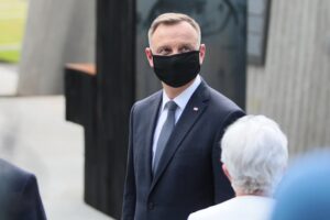 12.07.2021. Michniów. Obchody Dnia Walki i Męczeństwa Wsi Polskiej w 78. rocznicę pacyfikacji wsi Michniów. Na zdjęciu: Andrzej Duda - prezydent RP / Wiktor Taszłow / Radio Kielce