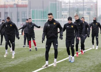 10.01.2022. Kielce. Trening Korony Kielce / Wiktor Taszłow / Radio Kielce