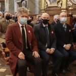 11.11.2021. Kielce. Bazylika katedralna. Msza święta w intencji Ojczyzny. Na zdjęciu (od lewej): senator Krzysztof Słoń, Rafał Nowak - wicewojewoda świętokrzyski, Piotr Wawrzyk - wiceminister spraw zagranicznych / Wiktor Taszłow / Radio Kielce