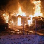 25.01.2022. Ciosowa, gm. Miedziana Góra. Pożar drewnianego domu / OSP Kostomłoty II